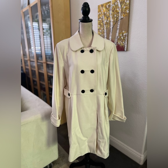 Old Navy - cream longer double breasted peacoat - Picture 3 of 10